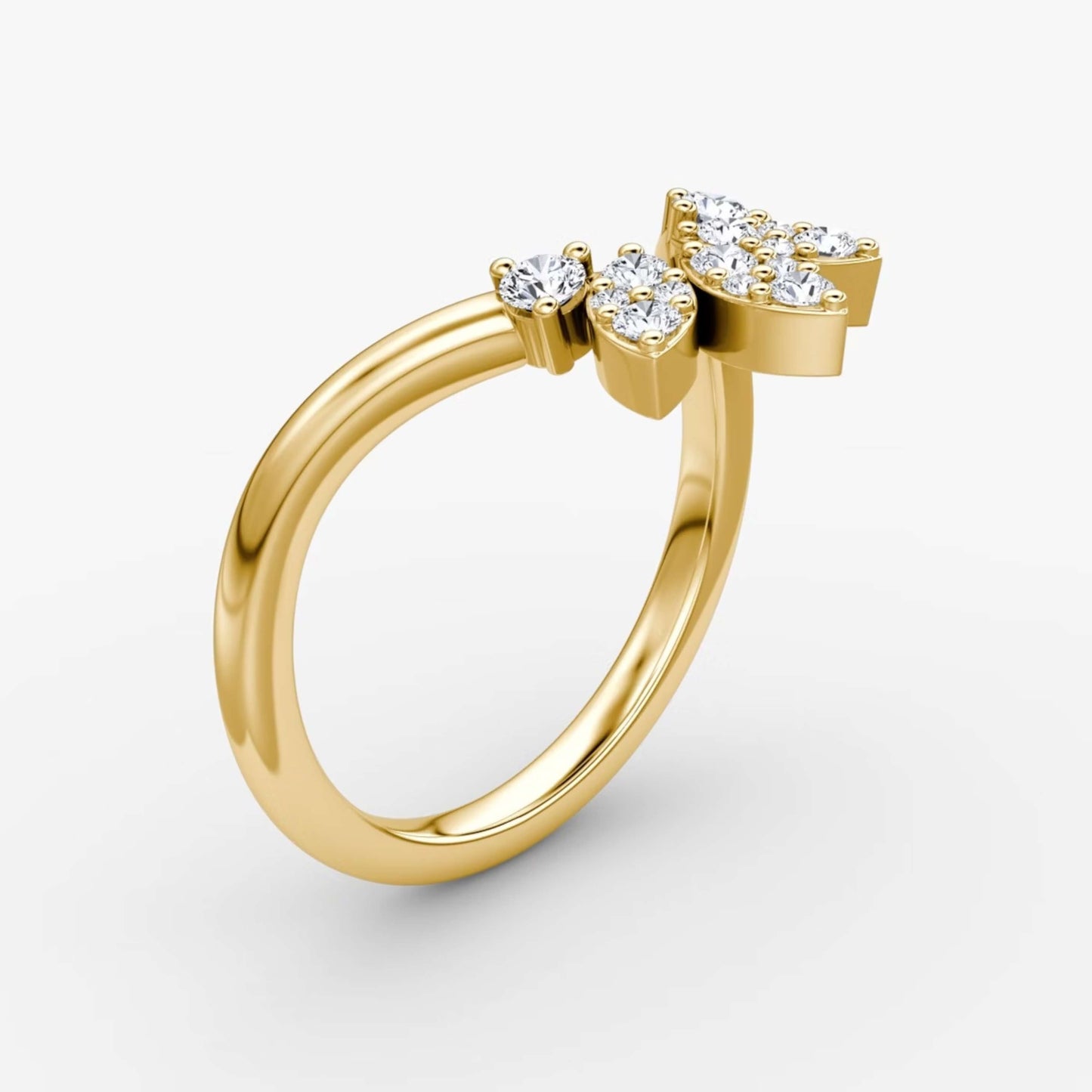 Half Eternity Simple Solitaire Ring, Dainty Diamond Cz Ring