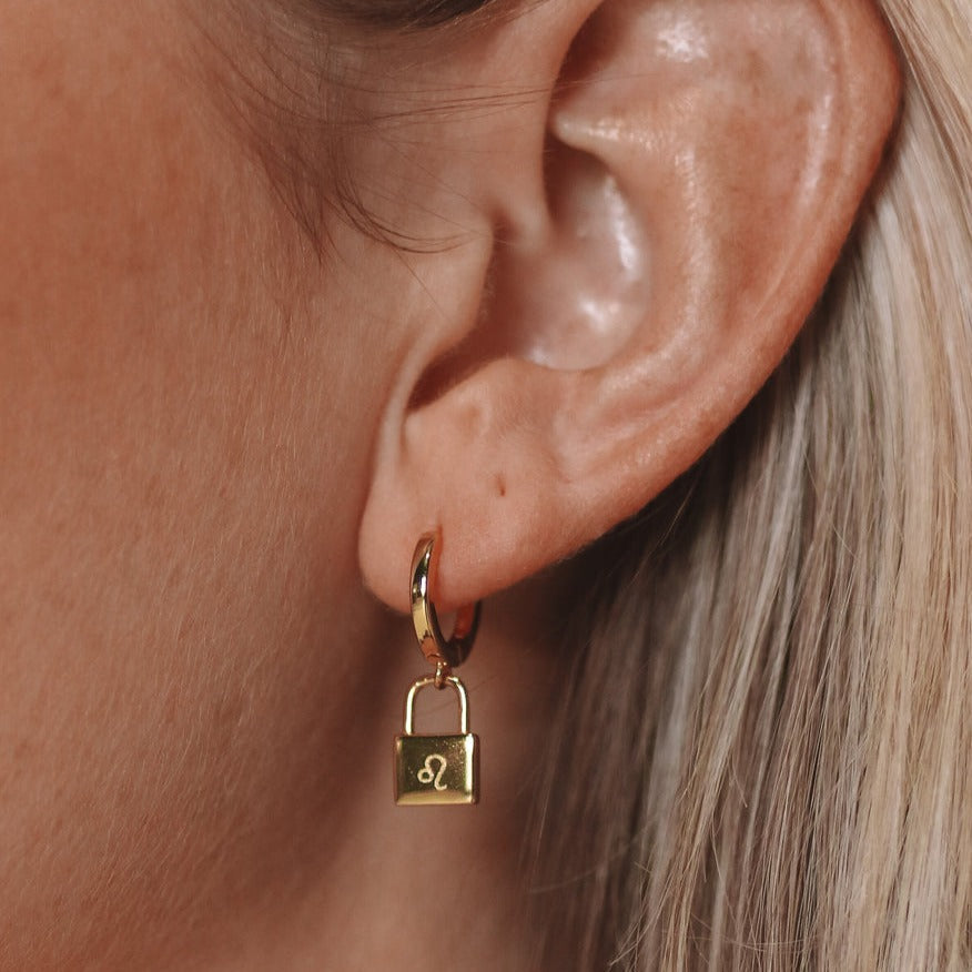 Halloween Gift Padlock Charm Huggie Hoop Earrings