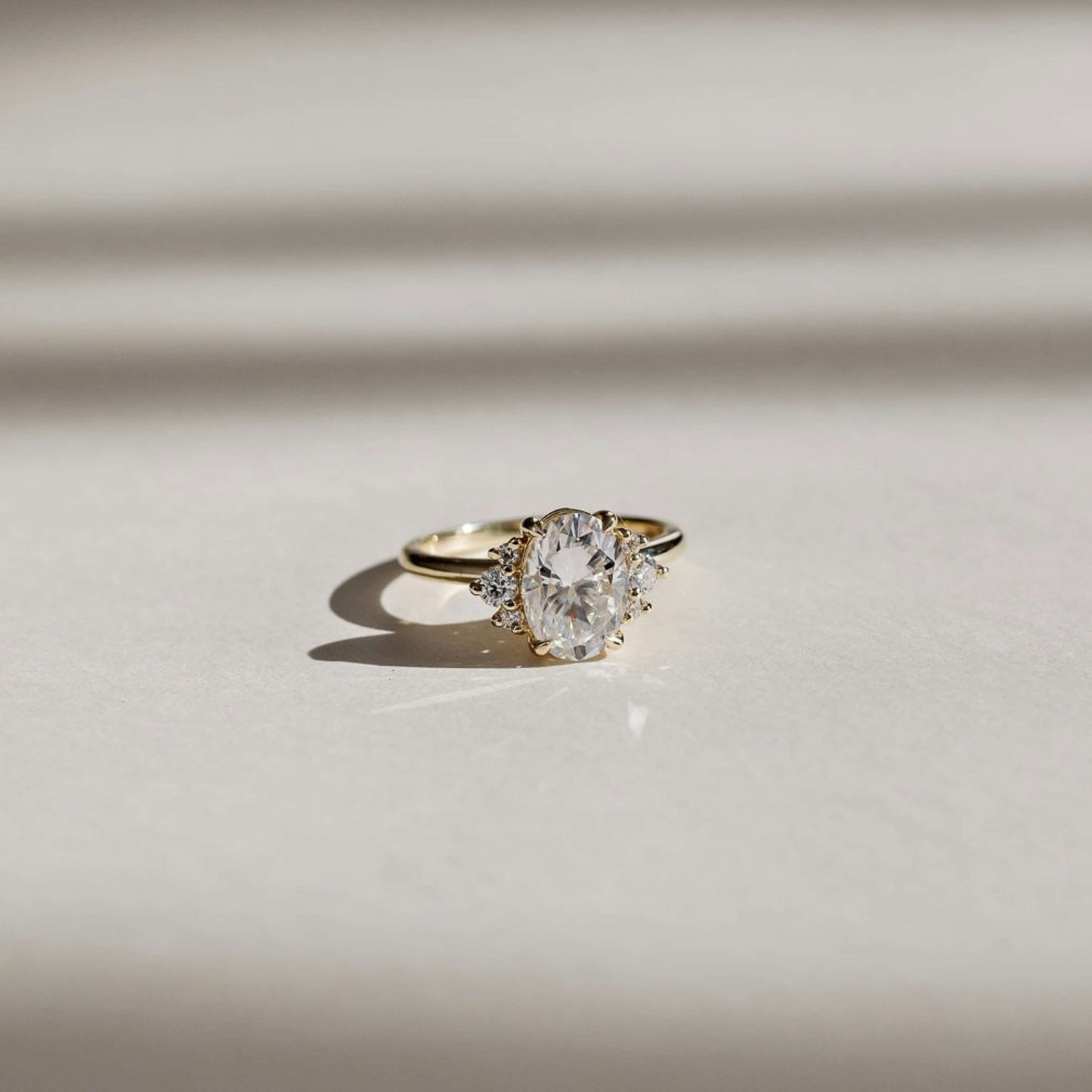 Huge Oval Diamond Thin Engagement Ring