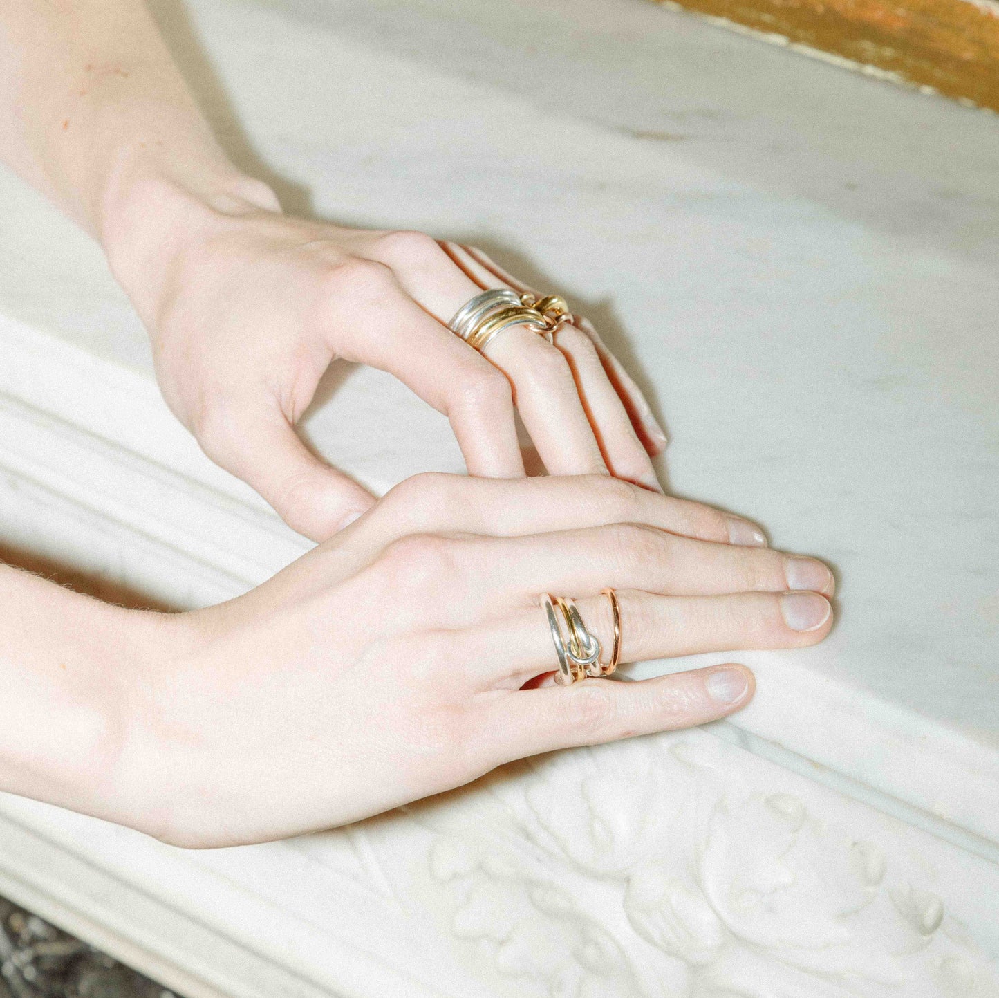 Interlocking Ring Goldand Silver Statement Ring