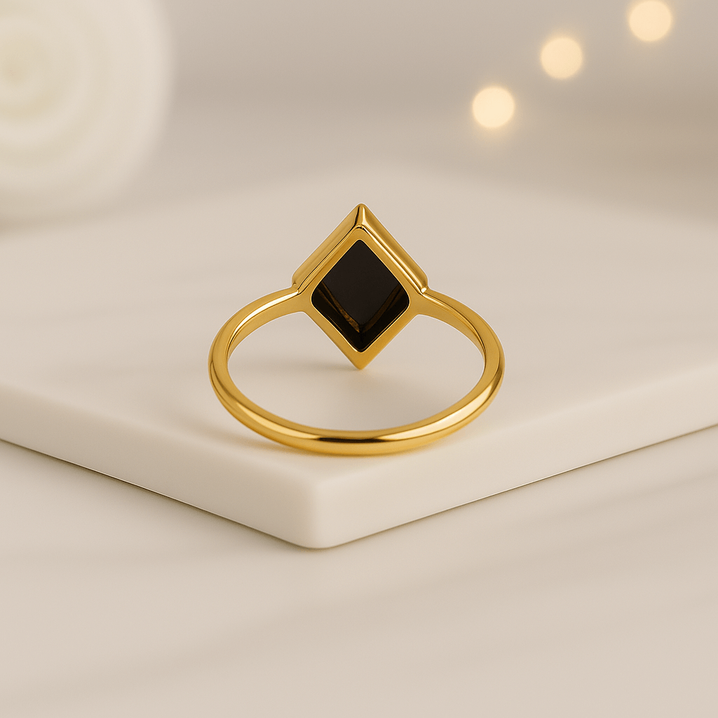 Kite Cut Black Onyx Engagement Ring