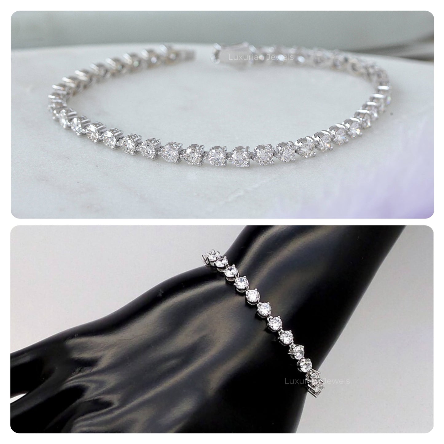 Lab Grown Diamond Bracelet, 3 Prong Diamond Bracelet