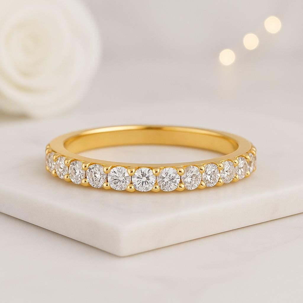 Lab Grown Diamond Full Eternity Band Certified Round Brilliant Cut Diamond Wedding Ring