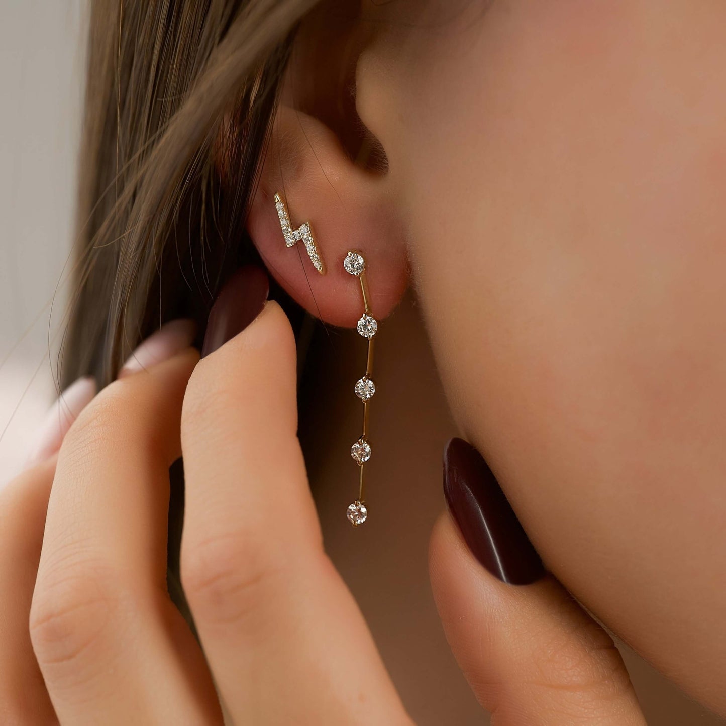 Lightning Bolt Gem Tragus Bar Cartilage Earring Stud