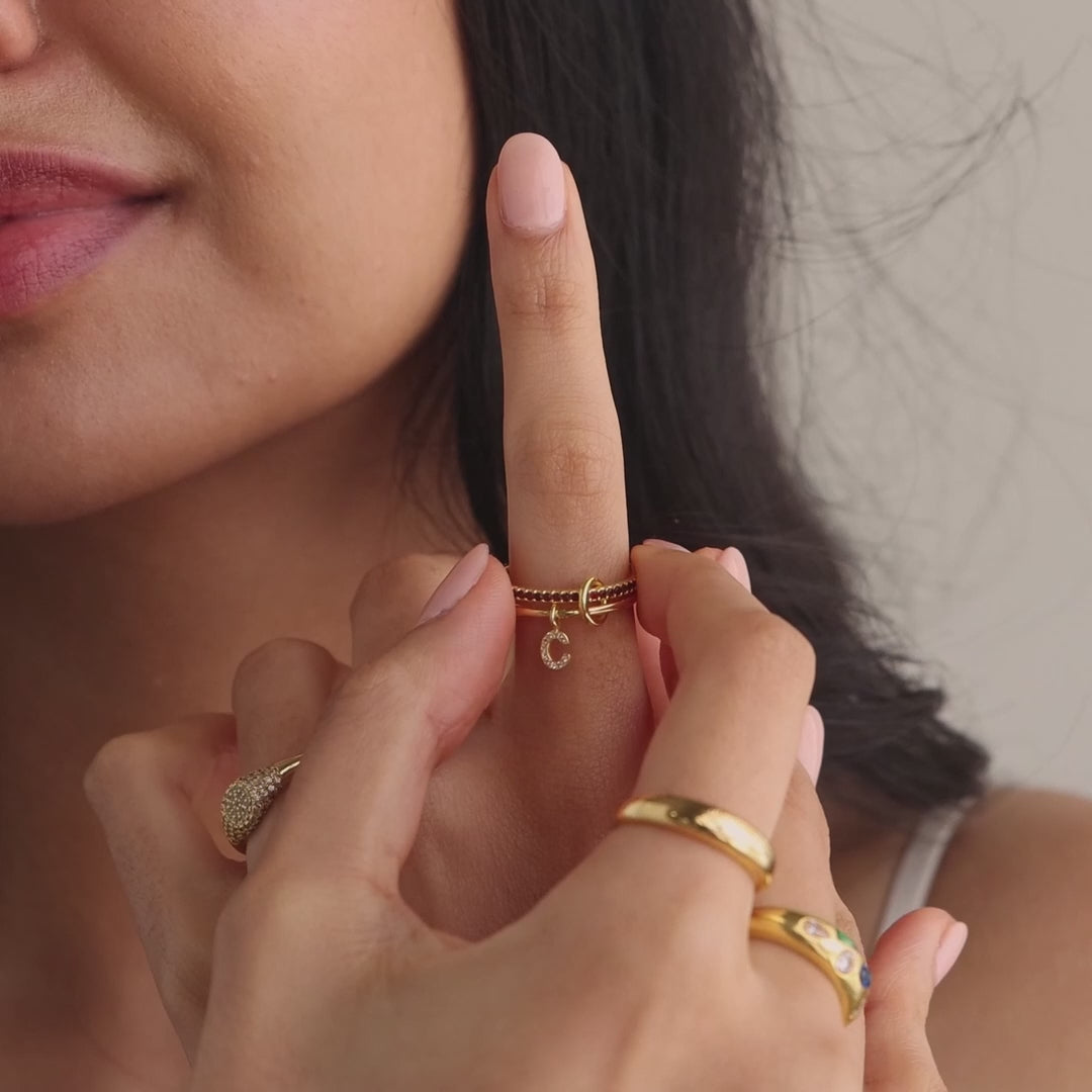 Linked Initial Sapphire Ring