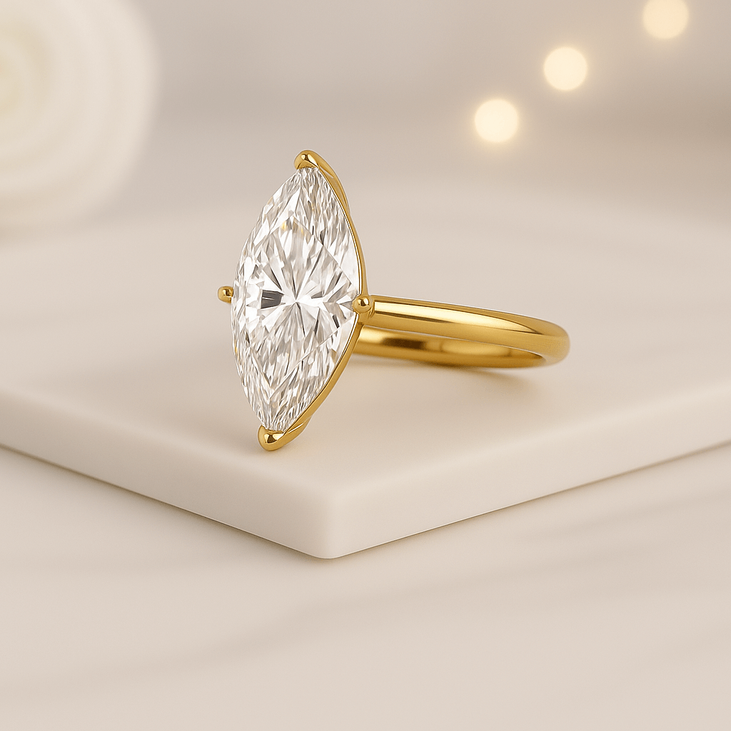 Marquise Cut Moissanite Engagement Ring