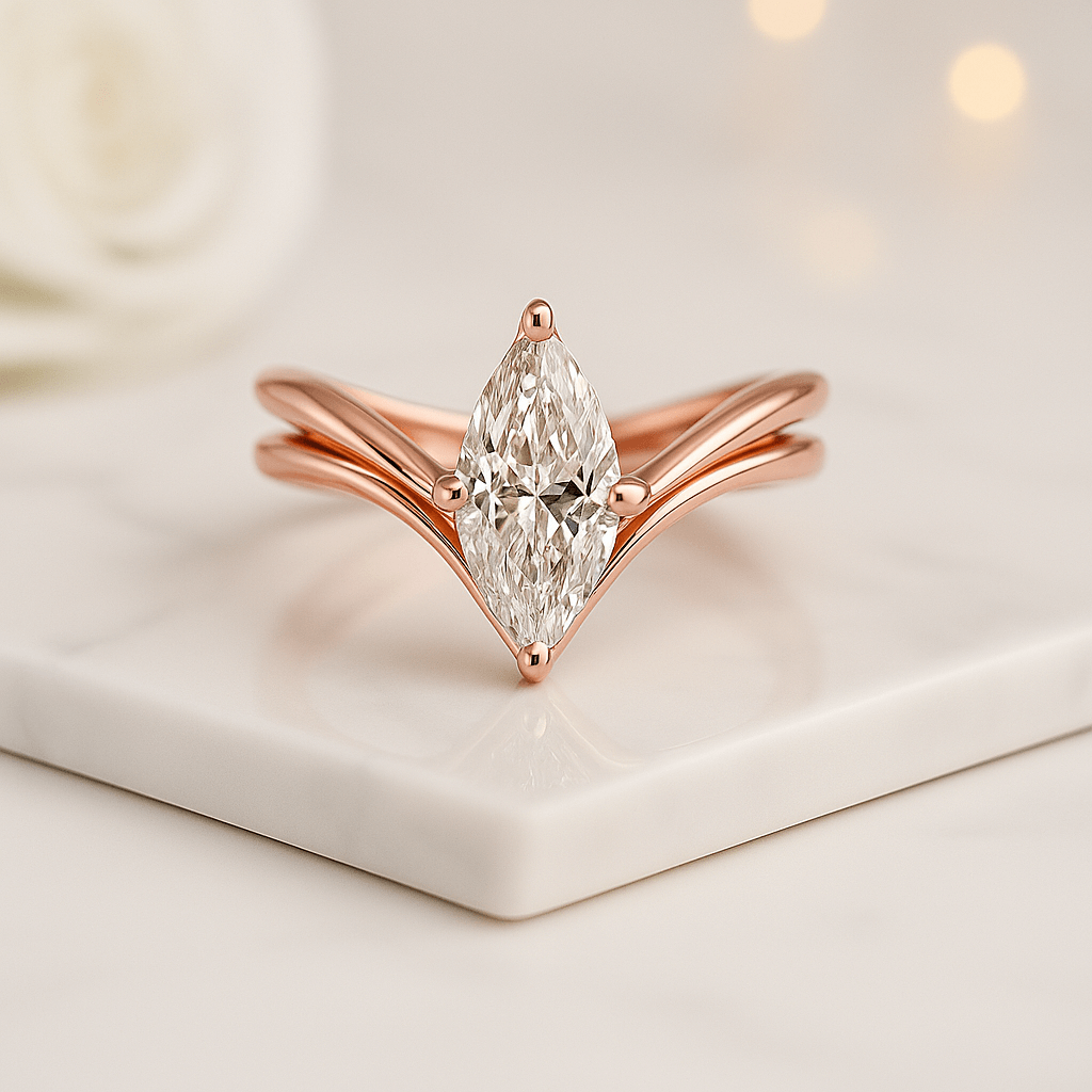 Marquise Cut Moissanite Engagement Ring