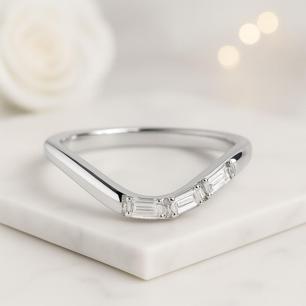 Minimalist Half Eternity Wavy Ring Elegant Birthday Gift