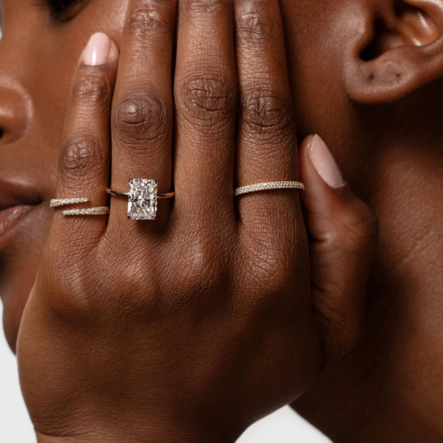 Natural Diamond Stackable Ring, Handmade Jewelry Gifts for Ladies