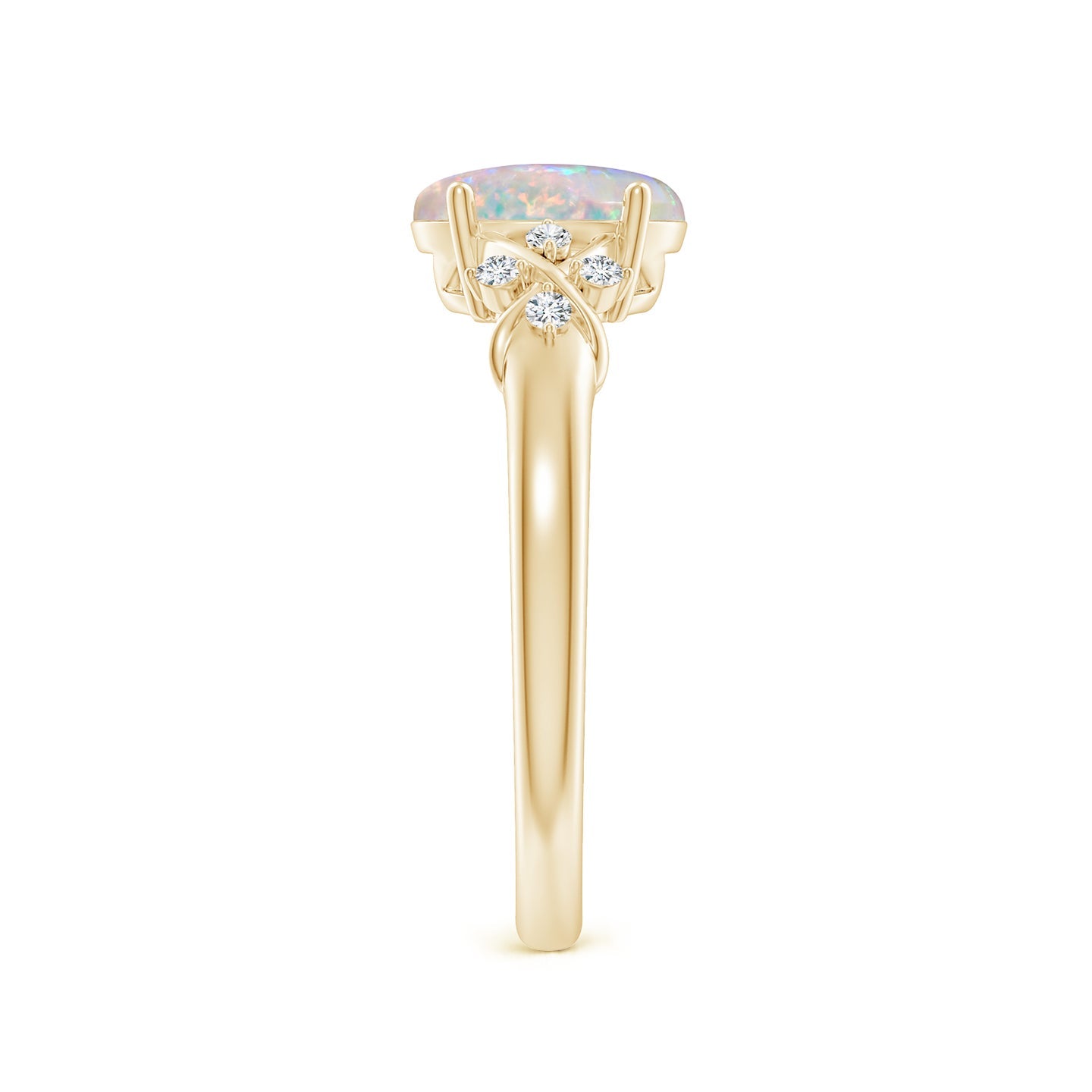 Oval Opal & Side Diamond Engagement rings