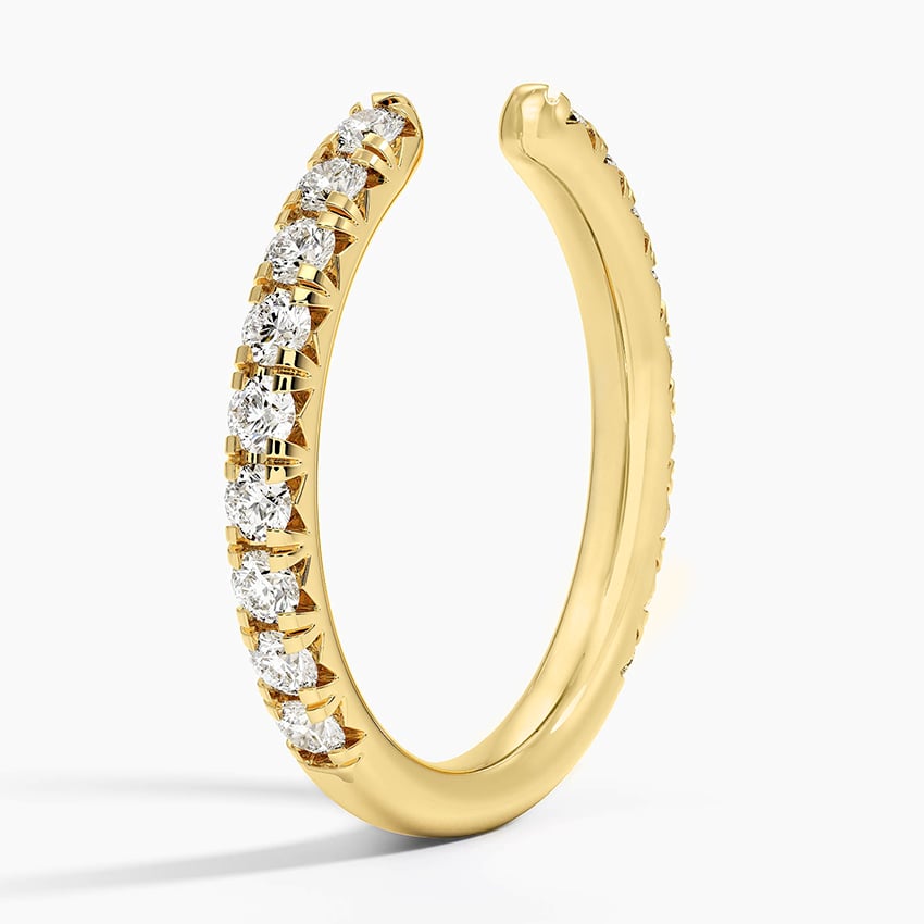 Round Cut Moissanite Diamond Open Cuff Engagement Band