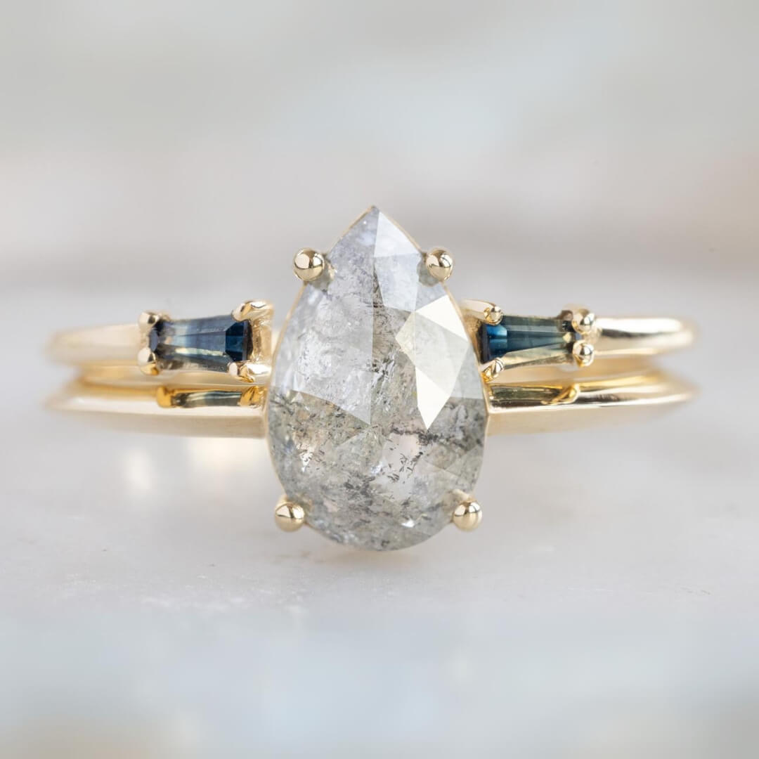 Open Stacking Band in Solid 14k, Blue Sapphire Open Gap Band