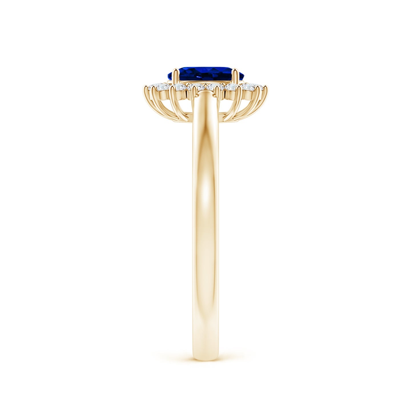 Oval Blue Sapphire and Diamond Halo Ring