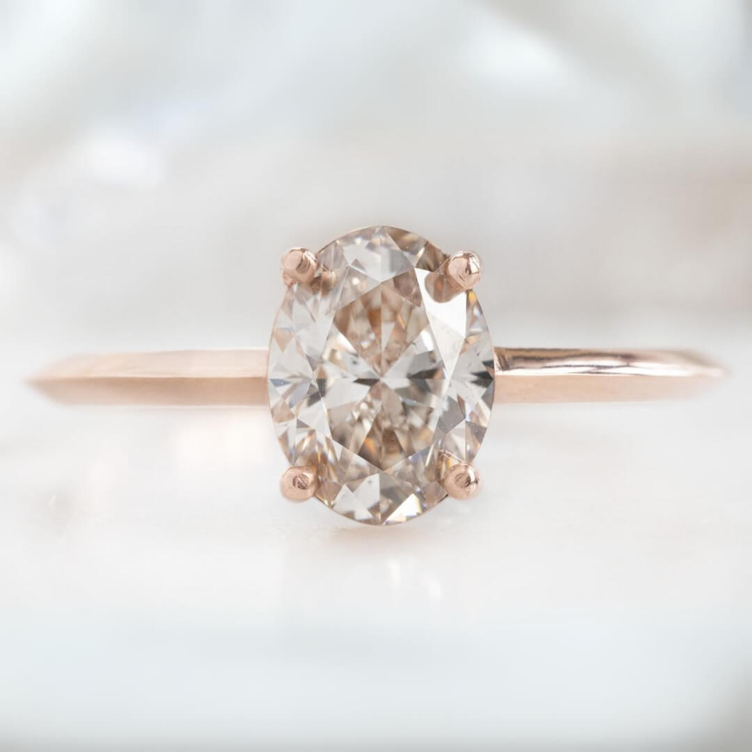 Oval Cut Diamond Ring, Knife Edge Band Style