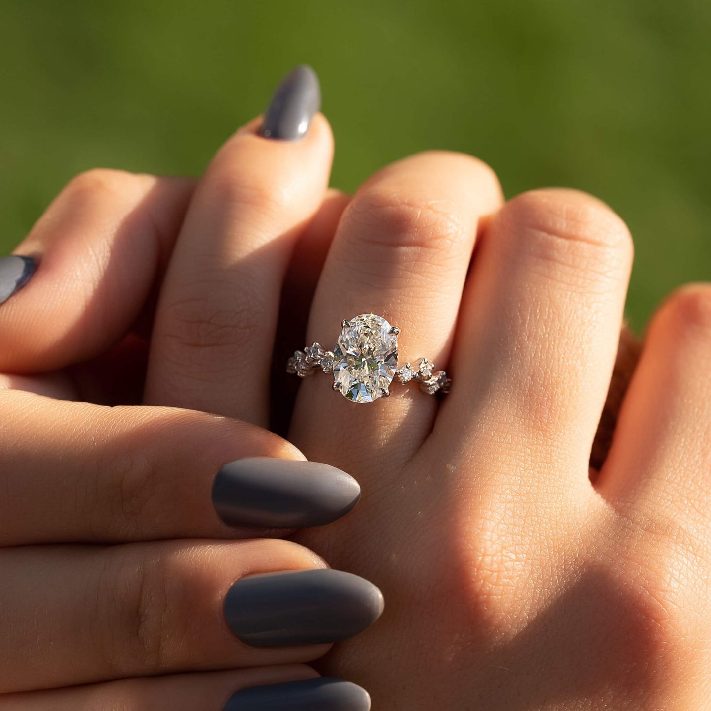 Oval Cut E/VS Diamond Ring, Lab Created Diamond Wedding Ring