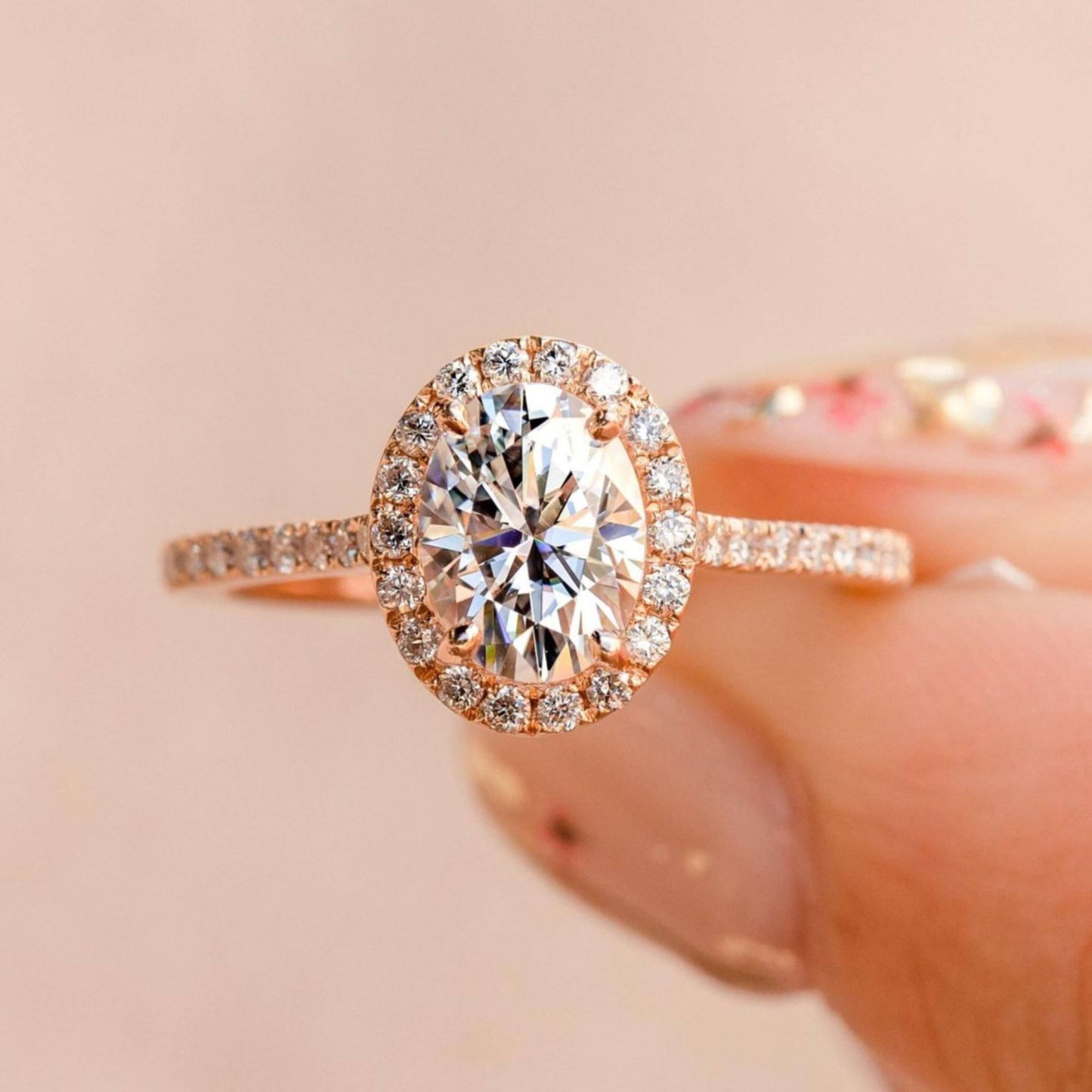 Oval Cut Hidden Halo Ring