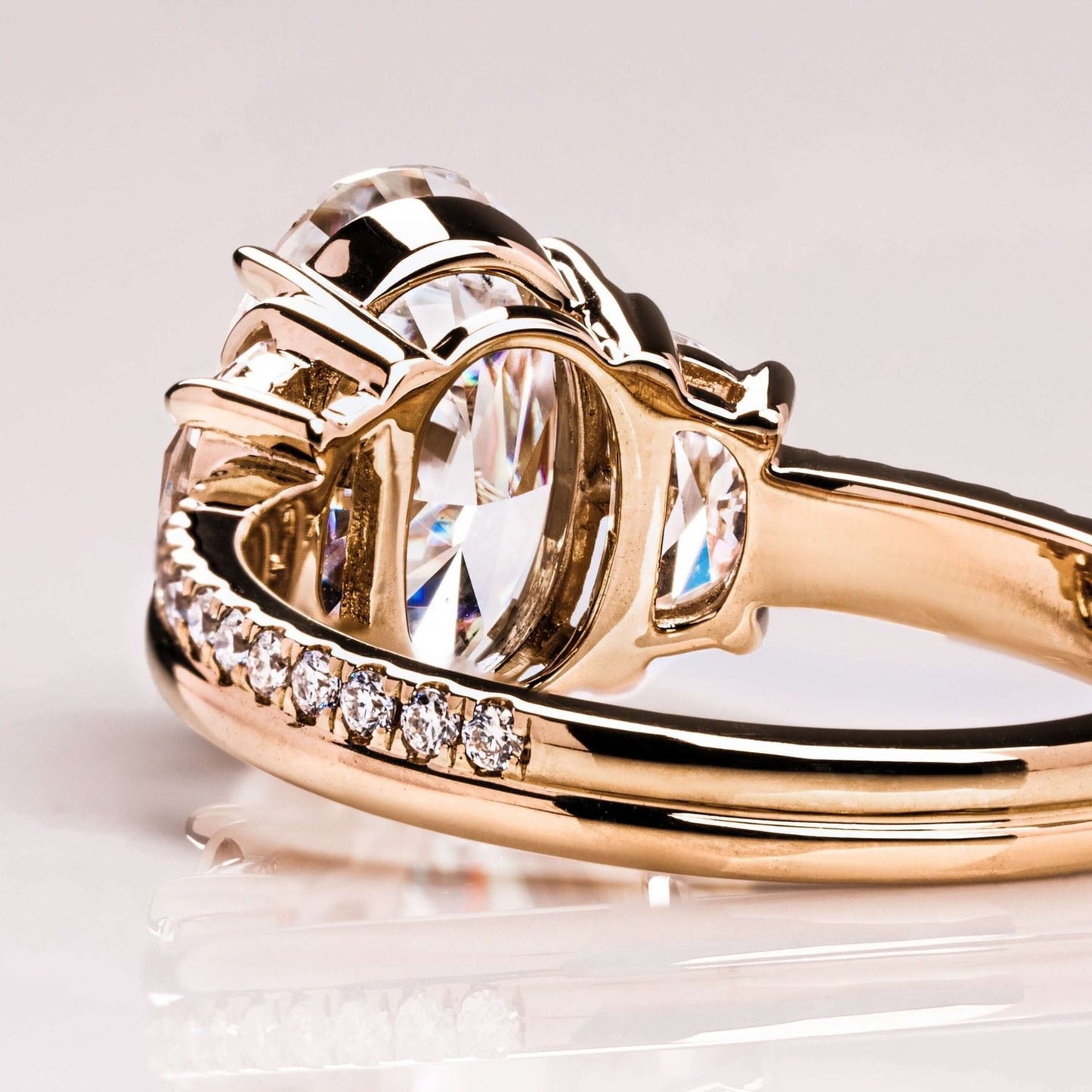 Oval Cut Lab Diamond Three Stone Engagement Ring for Women
