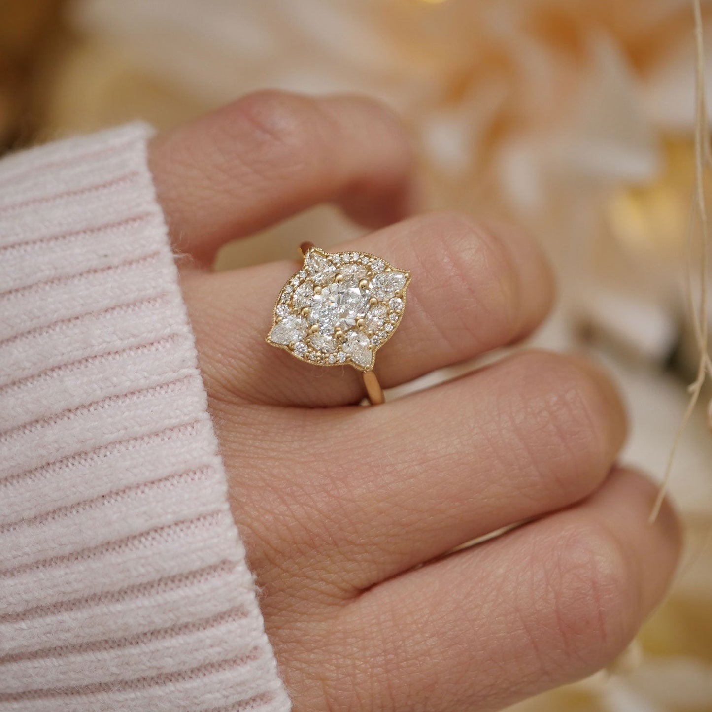 Oval Cut Multi Diamond Ring, Lab Grown Diamond