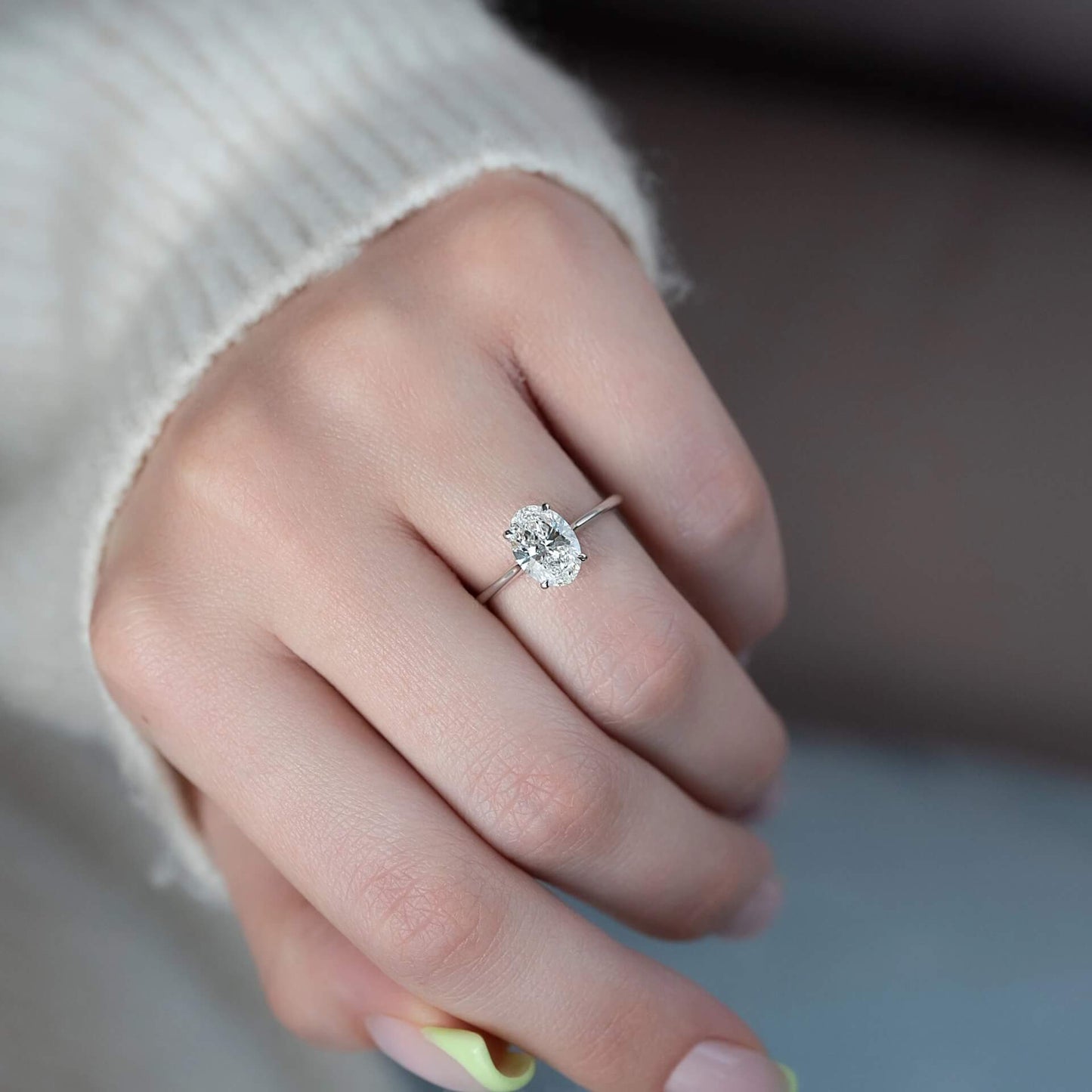 Oval Diamond Engagement Ring in 14k Solid Gold