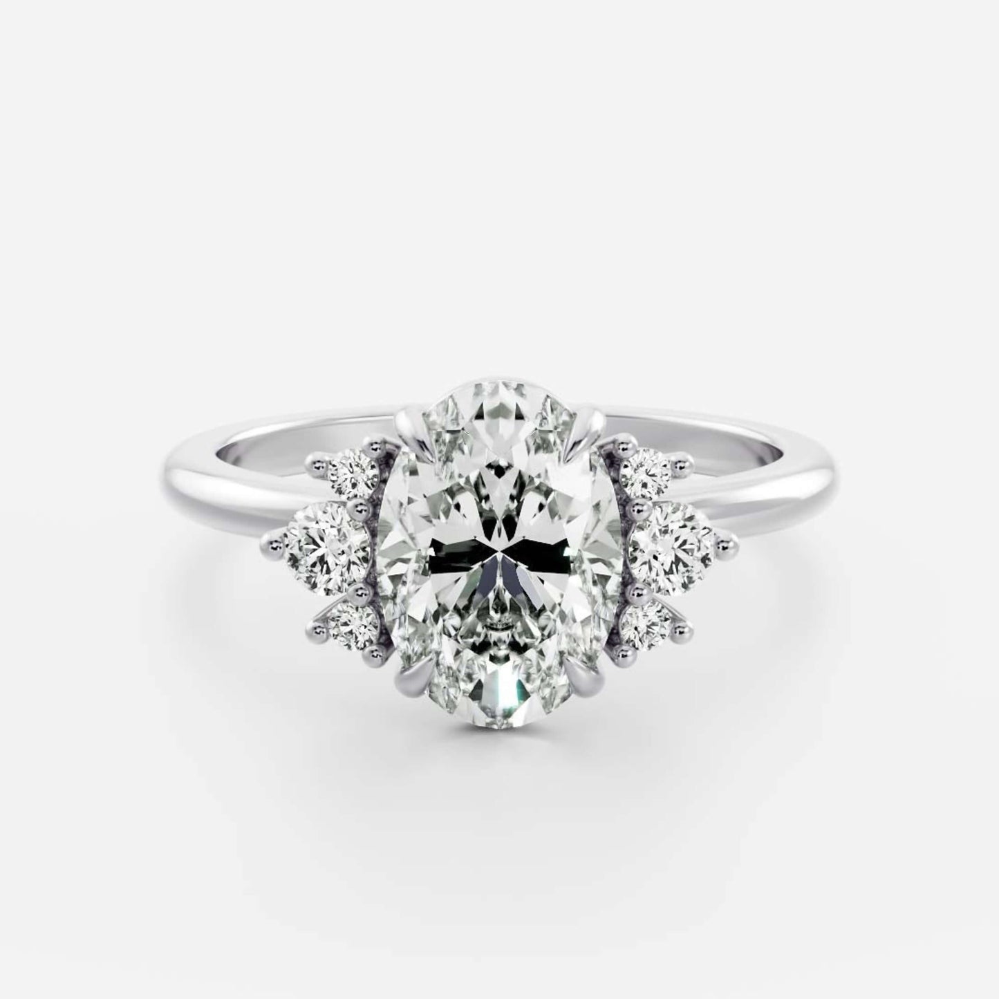 Oval Lab Diamond Solitaire Accent Ring in 14k Gold