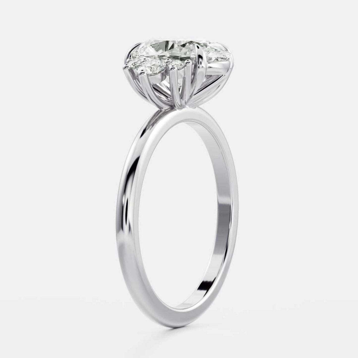 Oval Lab Diamond Solitaire Accent Ring in 18k Gold