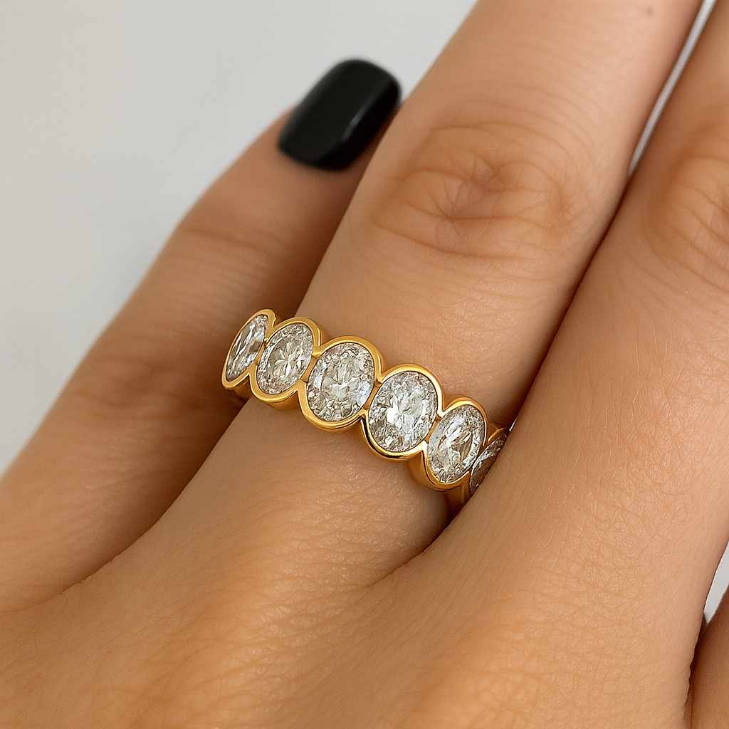 Oval Lab Grown Diamond Band Oval Diamond Wedding Band Oval Diamond Wedding Band Genuine Lab Grown Diamond Stacking Band