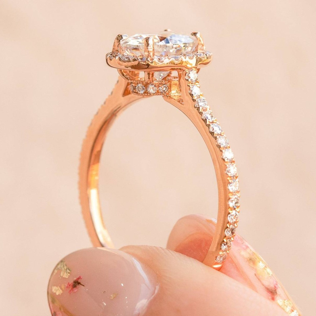 Oval Lab Grown Diamond Engagement Ring Set