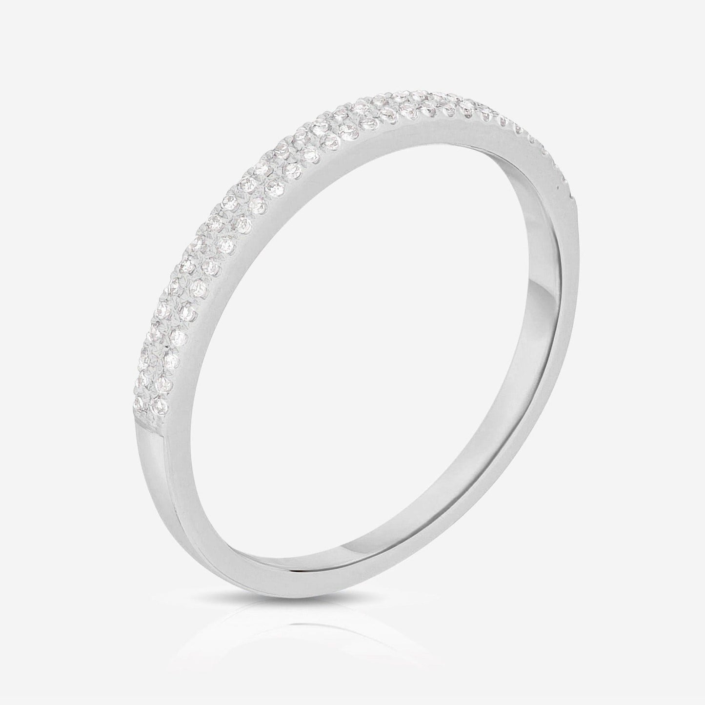 Pave Set Lab Diamond Band For Gf Birthday Gift