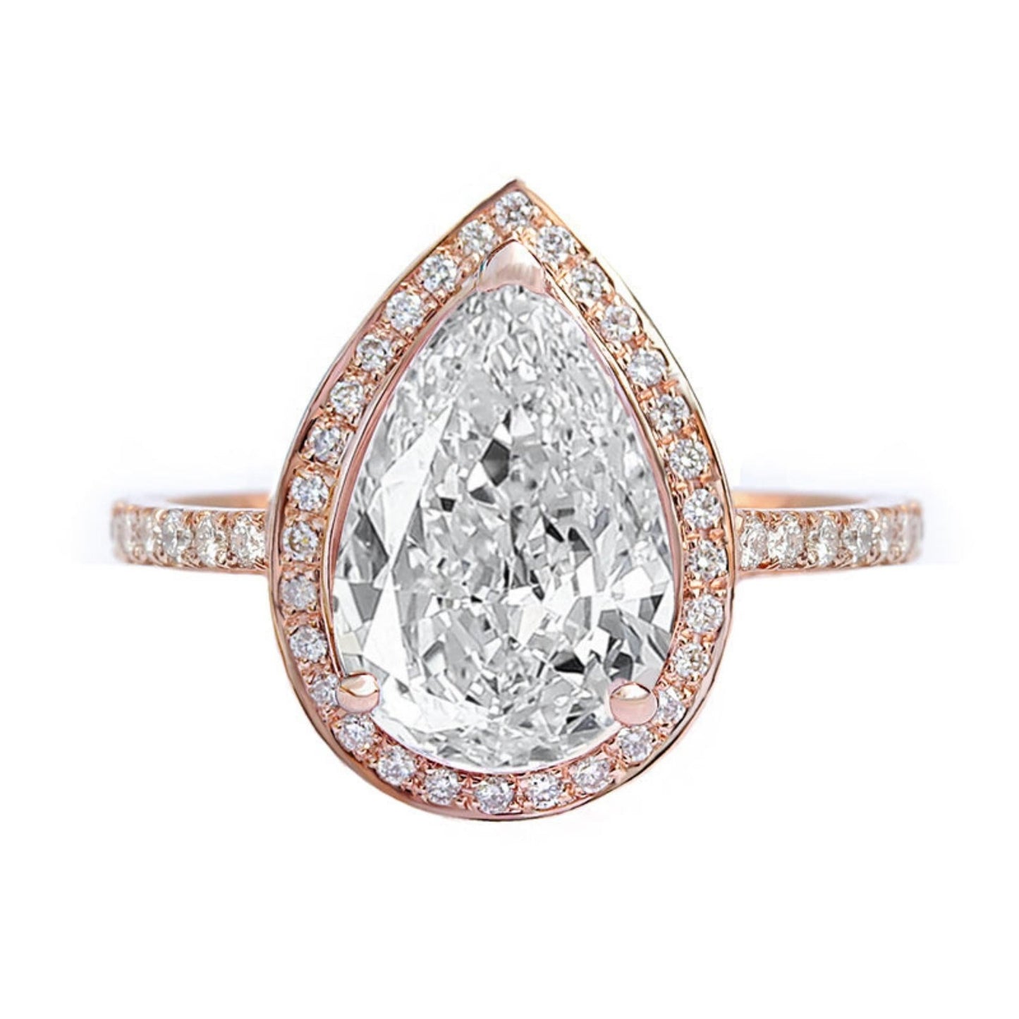Pear Cut Halo Moissanite Pave Setting Wedding Ring For Her, Luxury Moissanite Engagement Ring For Her
