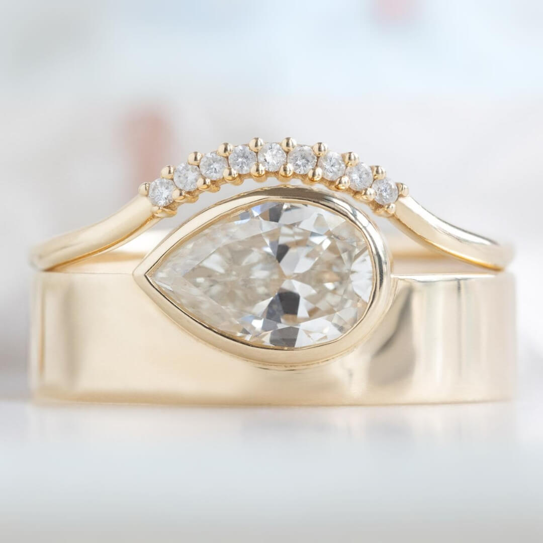 Pear Cut Lab Grown Diamond Solitaire Wedding Band