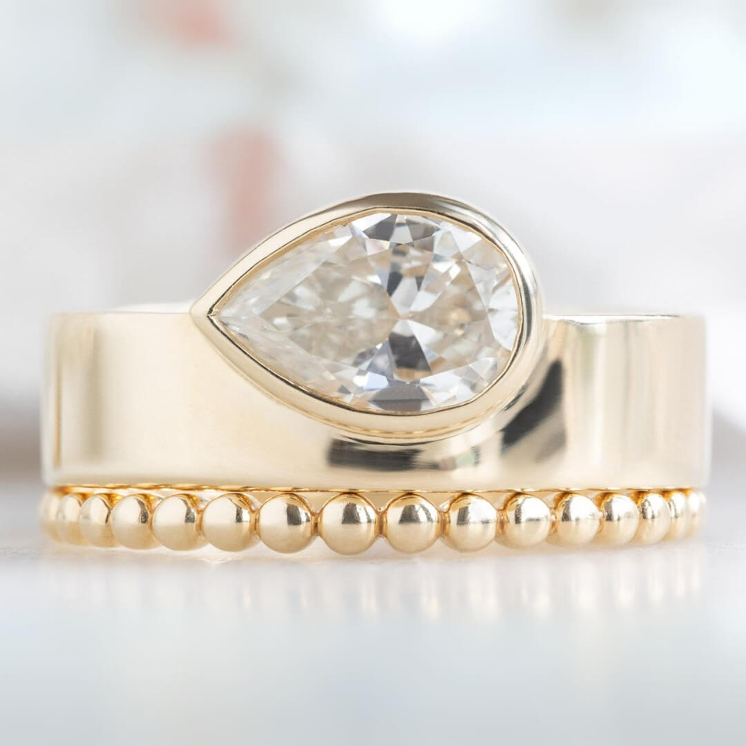 Pear Cut Lab Grown Diamond Wedding Band Ring