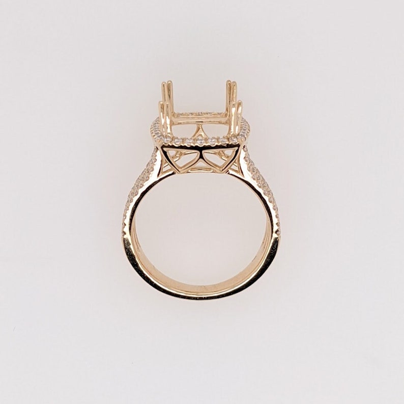 Prong Cushion Shape Ring, Pave Engagement Ring