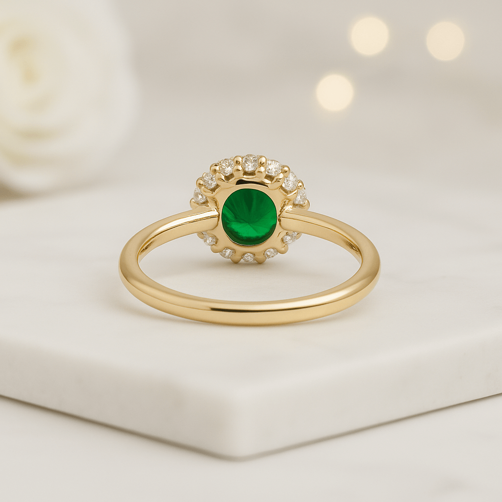 Halo Emerald Engagement Ring