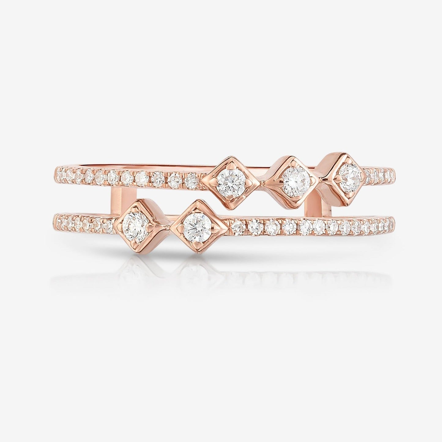 Rose Gold Pave Setting Round Cut Diamond Ring For Her