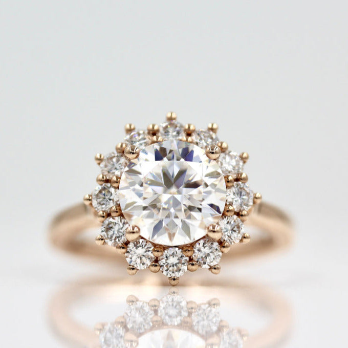 Round Cut Halo Cathedral Diamond Ring