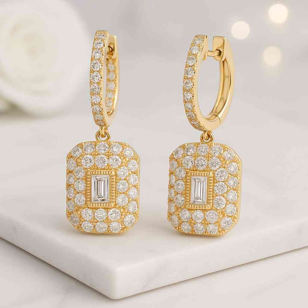 round cut lab diamond hoop earrings pave set eco friendly diamond earrings 14k solid gold cvd diamond hoop earrings