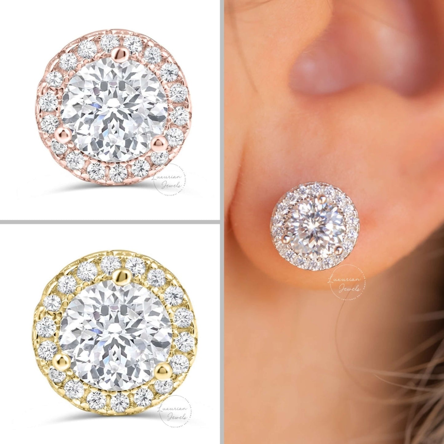 Round Cut prongs Set Earrings