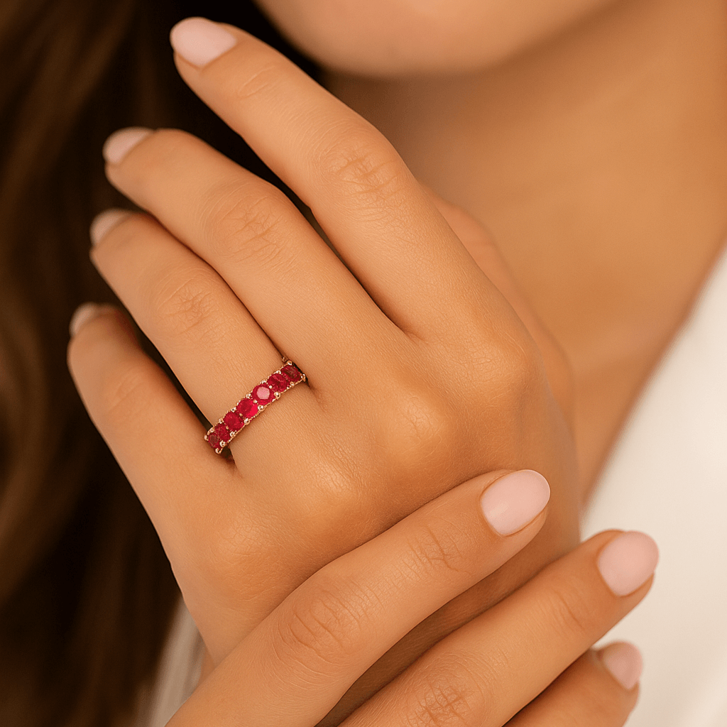 Ruby Diamond Wedding Band
