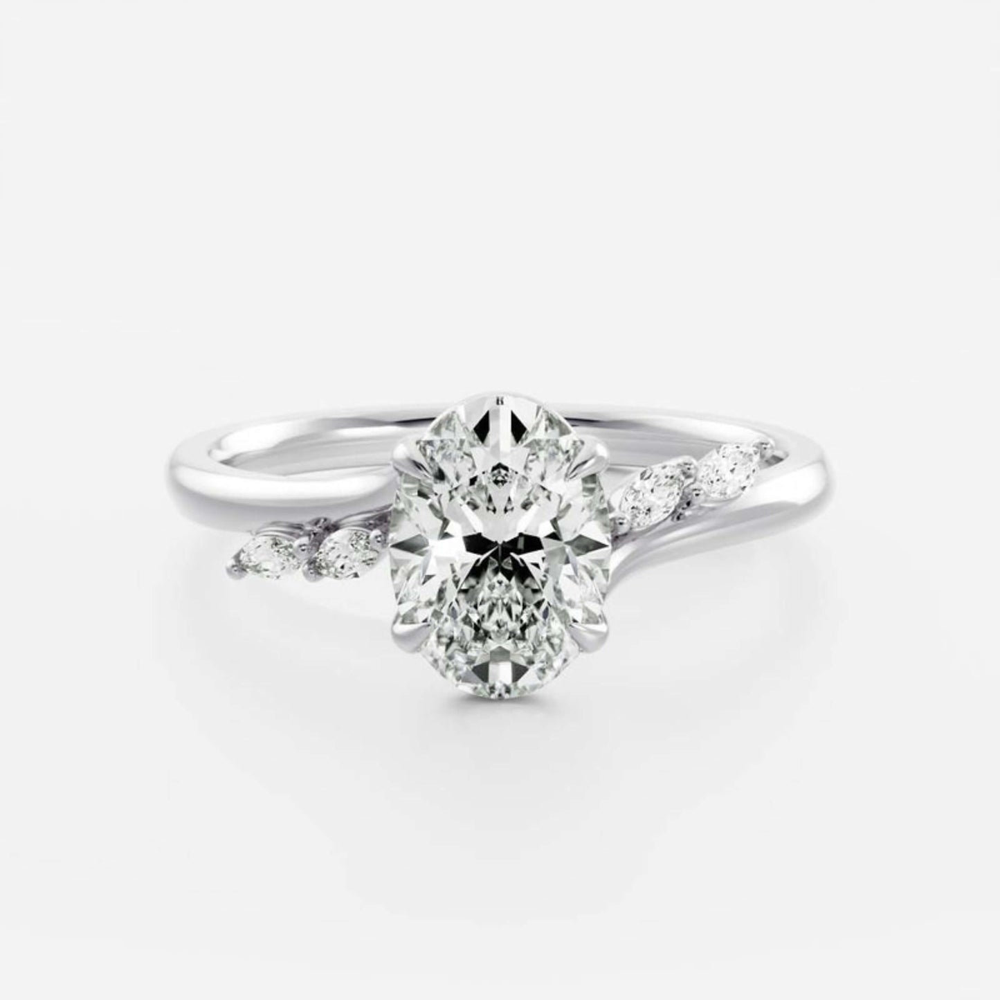 Solid Gold Minimalist Oval Solitaire Ring For Women
