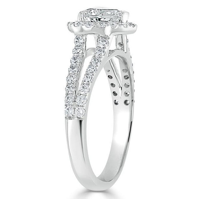 Split Shank Round Cut Pave Set Engagement Ring