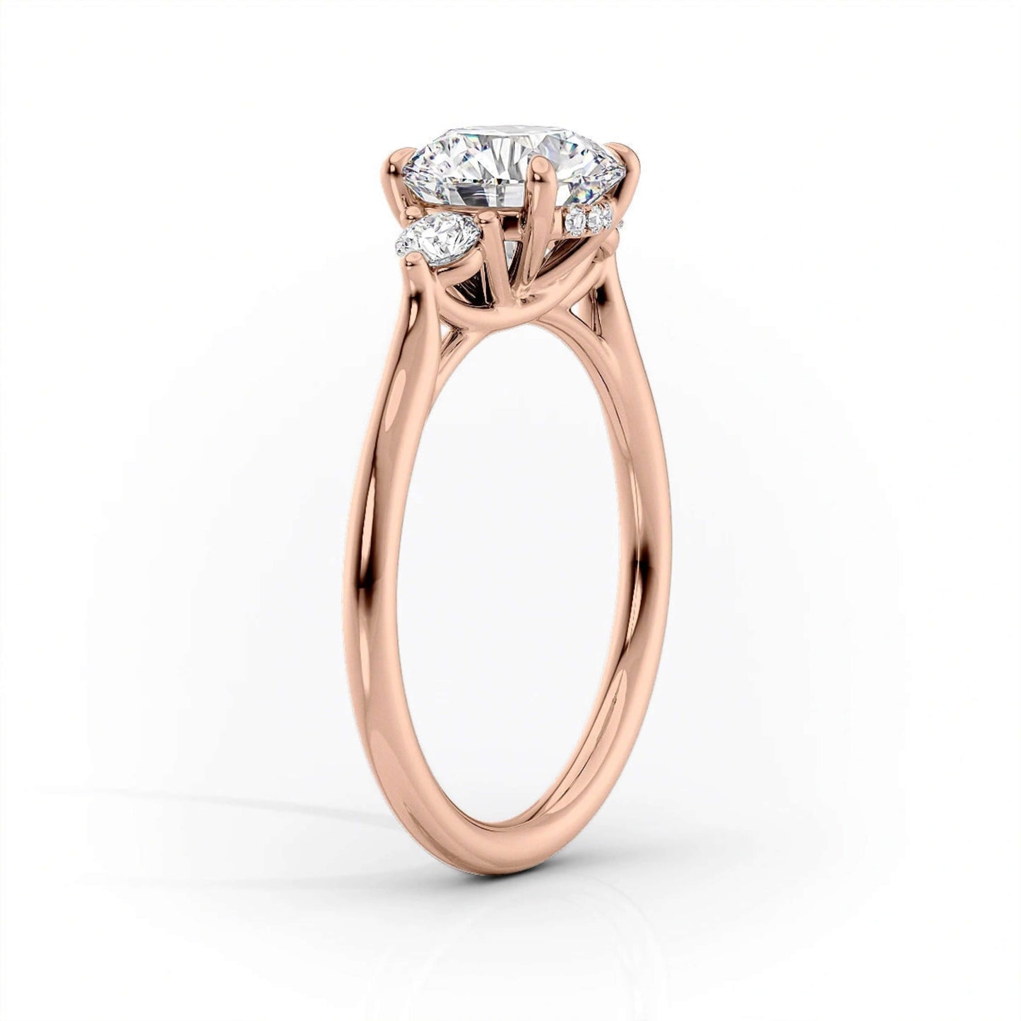 Three Stone Cushion Moissanite Ring, Trilogy Solitaire Ring, Cushion Cut Diamond Ring