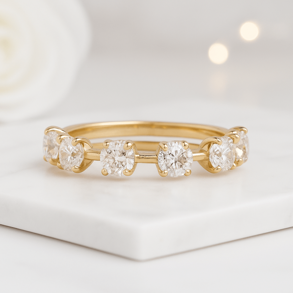 Three Stone Prong Setting Diamond Wedding Ring