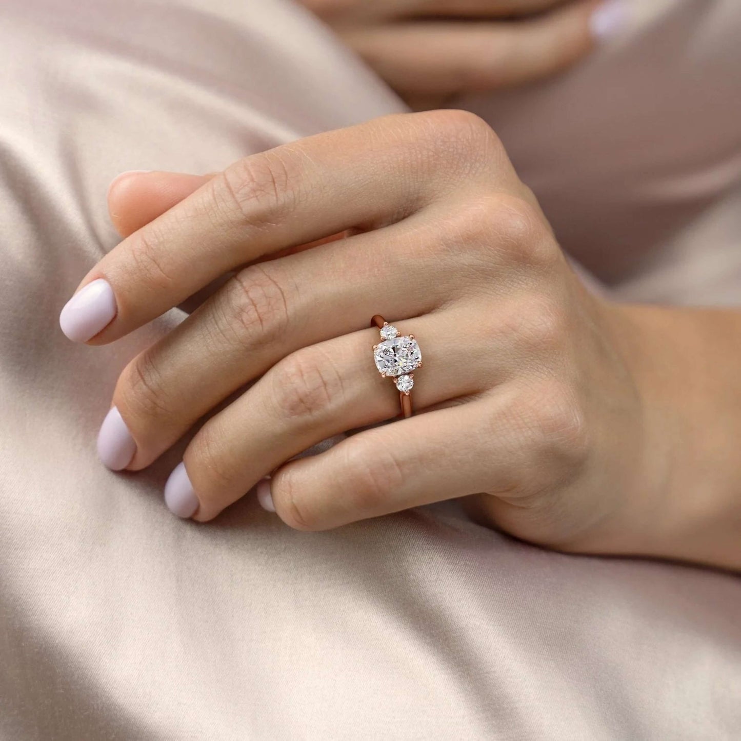 Three Stones Wedding Ring With Trapezoid, Valentine's Day Anniversary Christmas Gift for Her
