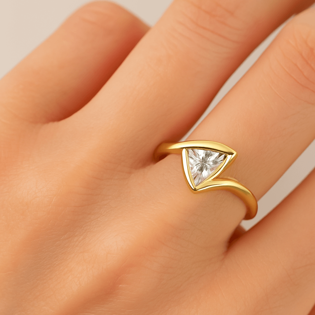 Trillion Cut Solitaire Moissanite Engagement Ring