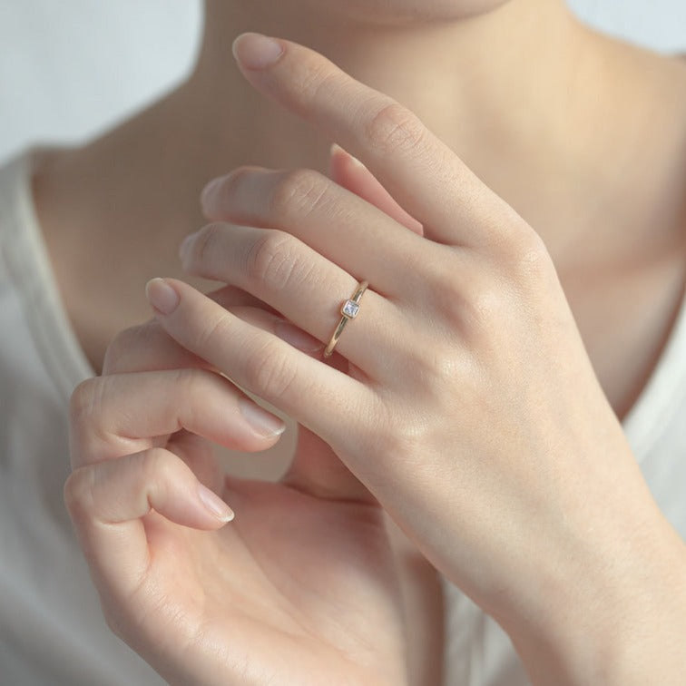 Vintage Princess cut lab engagement ring