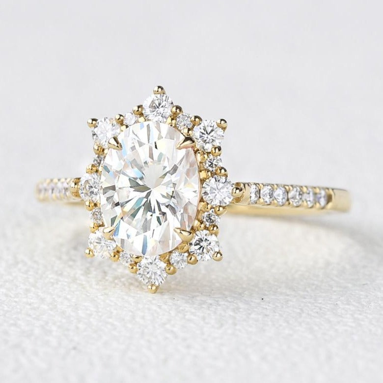 Vintage Style Halo Moissanite Ring