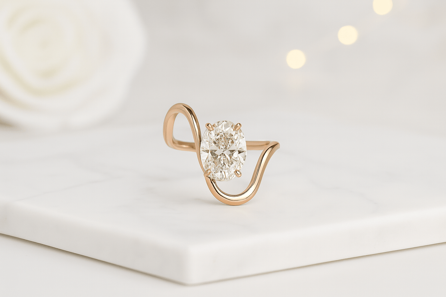 Wavy Solitaire Engagement Ring