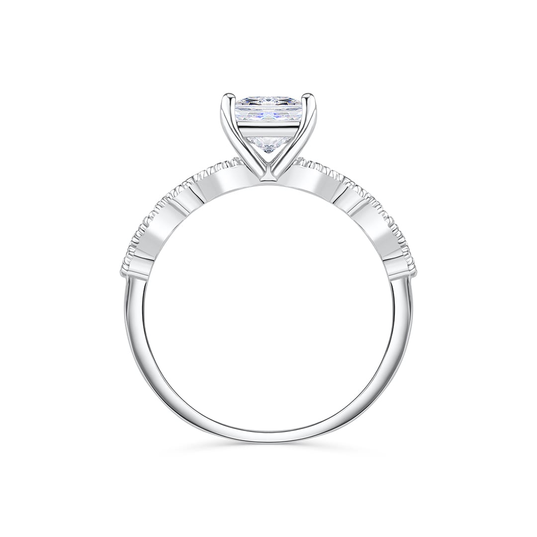 Wedding Ring Set, Radiant Moissanite Diamond Ring