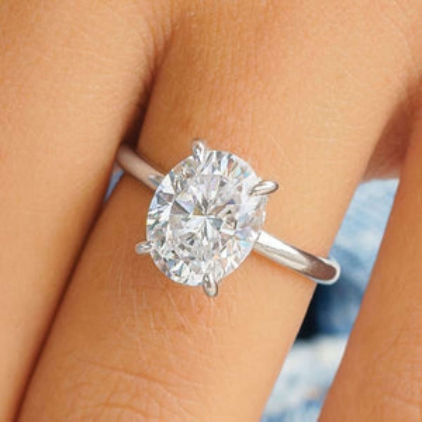 White Gold Oval Cut Diamond Ring