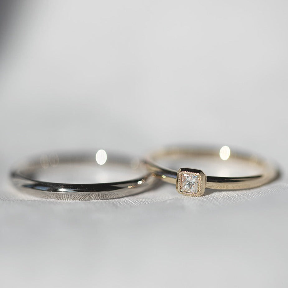 Yellow gold Milgrain Promise ring